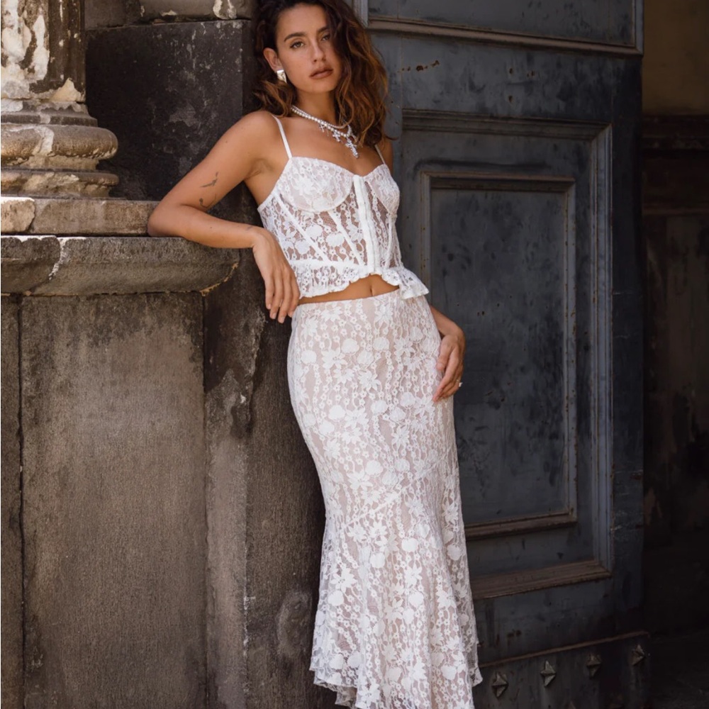 12th Tribe Rosemary White Lace Matching Set